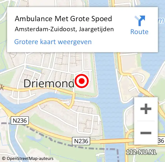 Locatie op kaart van de 112 melding: Ambulance Met Grote Spoed Naar Amsterdam-Zuidoost, Jaargetijden op 31 oktober 2021 12:14