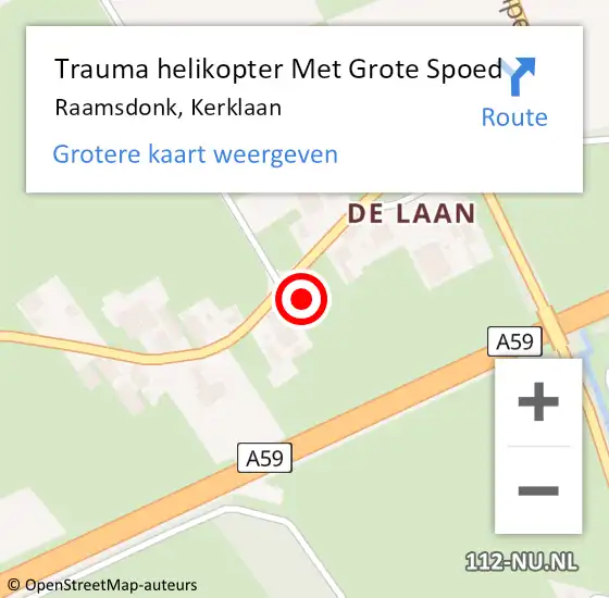 Locatie op kaart van de 112 melding: Trauma helikopter Met Grote Spoed Naar Raamsdonk, Kerklaan op 31 oktober 2021 12:15