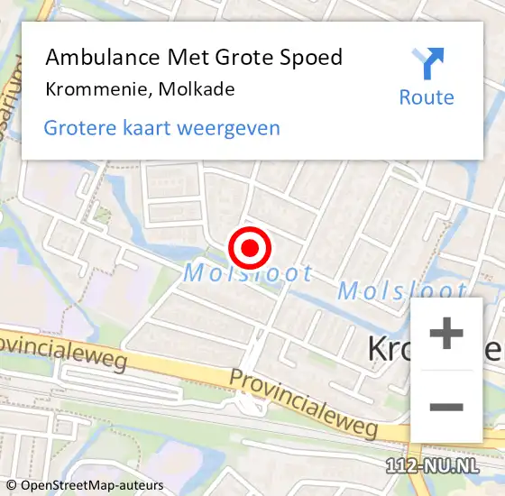 Locatie op kaart van de 112 melding: Ambulance Met Grote Spoed Naar Krommenie, Molkade op 31 oktober 2021 12:19