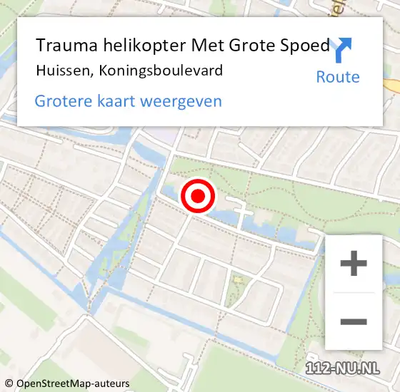 Locatie op kaart van de 112 melding: Trauma helikopter Met Grote Spoed Naar Huissen, Koningsboulevard op 31 oktober 2021 12:28