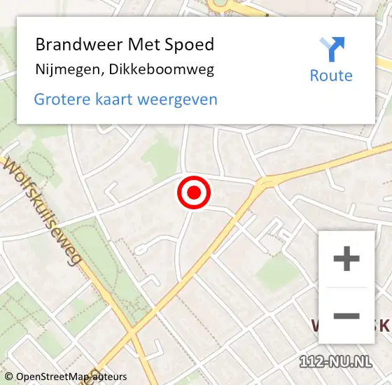 Locatie op kaart van de 112 melding: Brandweer Met Spoed Naar Nijmegen, Dikkeboomweg op 31 oktober 2021 12:32