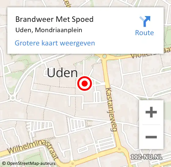 Locatie op kaart van de 112 melding: Brandweer Met Spoed Naar Uden, Mondriaanplein op 31 oktober 2021 12:52