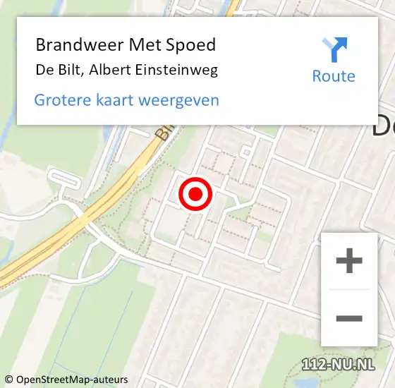 Locatie op kaart van de 112 melding: Brandweer Met Spoed Naar De Bilt, Albert Einsteinweg op 31 oktober 2021 12:57