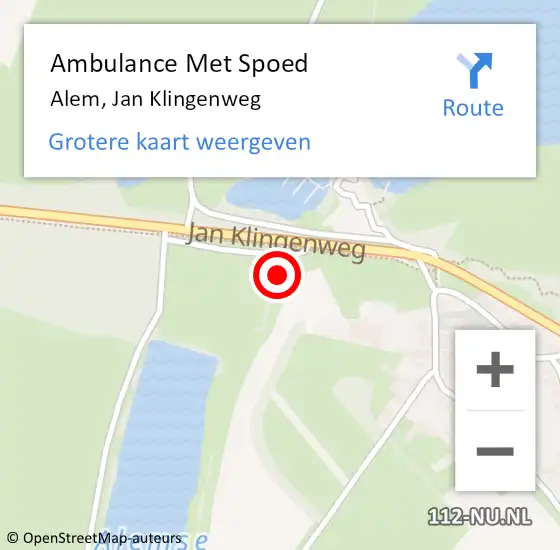 Locatie op kaart van de 112 melding: Ambulance Met Spoed Naar Alem, Jan Klingenweg op 31 oktober 2021 13:08