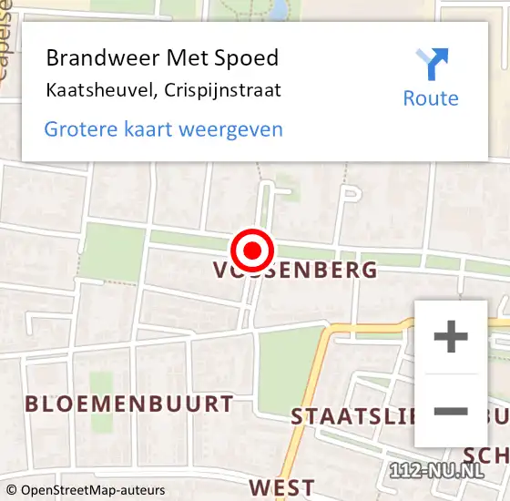 Locatie op kaart van de 112 melding: Brandweer Met Spoed Naar Kaatsheuvel, Crispijnstraat op 31 oktober 2021 13:11