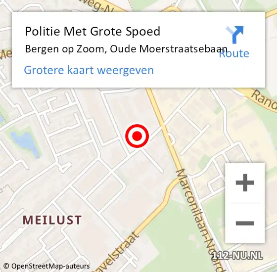 Locatie op kaart van de 112 melding: Politie Met Grote Spoed Naar Bergen op Zoom, Oude Moerstraatsebaan op 31 oktober 2021 13:37