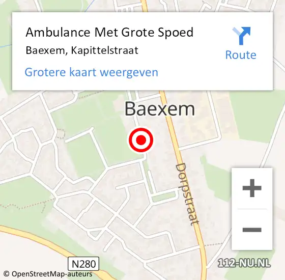 Locatie op kaart van de 112 melding: Ambulance Met Grote Spoed Naar Baexem, Kapittelstraat op 31 oktober 2021 13:42