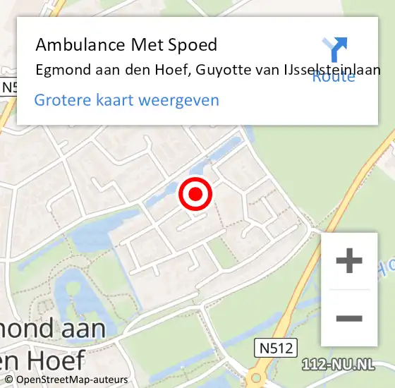 Locatie op kaart van de 112 melding: Ambulance Met Spoed Naar Egmond aan den Hoef, Guyotte van IJsselsteinlaan op 31 oktober 2021 13:45