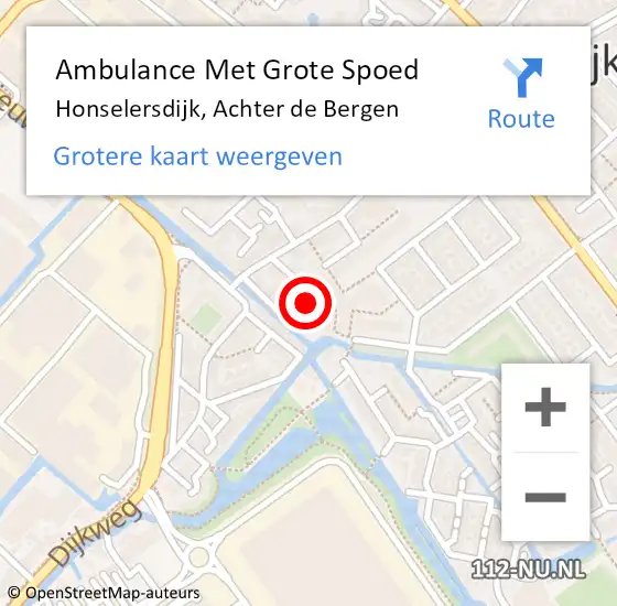 Locatie op kaart van de 112 melding: Ambulance Met Grote Spoed Naar Honselersdijk, Achter de Bergen op 31 oktober 2021 13:55