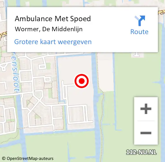 Locatie op kaart van de 112 melding: Ambulance Met Spoed Naar Wormer, De Middenlijn op 31 oktober 2021 14:37