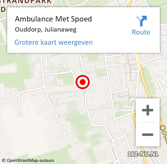 Locatie op kaart van de 112 melding: Ambulance Met Spoed Naar Ouddorp, Julianaweg op 31 oktober 2021 14:42