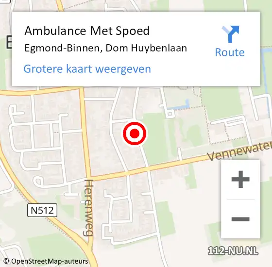 Locatie op kaart van de 112 melding: Ambulance Met Spoed Naar Egmond-Binnen, Dom Huybenlaan op 31 oktober 2021 14:47