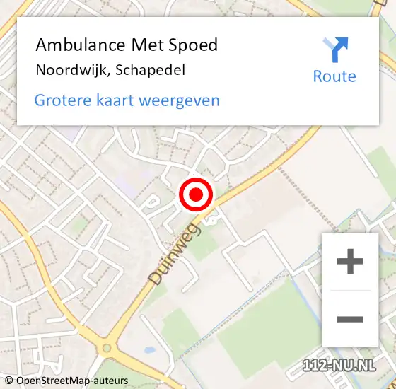 Locatie op kaart van de 112 melding: Ambulance Met Spoed Naar Noordwijk, Schapedel op 31 oktober 2021 14:54