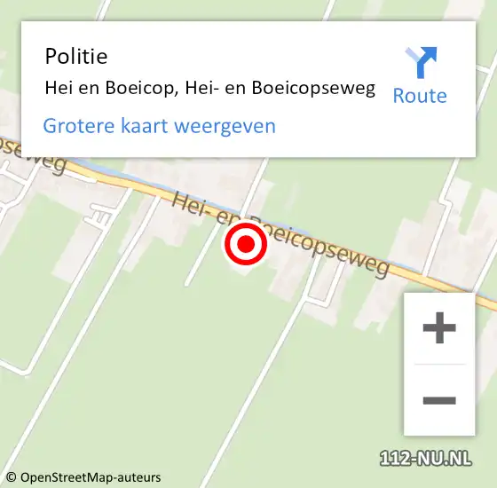 Locatie op kaart van de 112 melding: Politie Hei en Boeicop, Hei- en Boeicopseweg op 31 oktober 2021 15:25