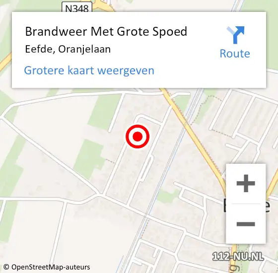 Locatie op kaart van de 112 melding: Brandweer Met Grote Spoed Naar Eefde, Oranjelaan op 31 oktober 2021 15:35