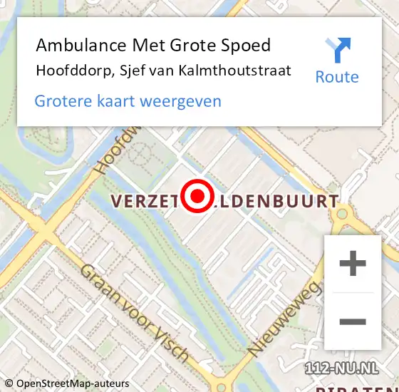 Locatie op kaart van de 112 melding: Ambulance Met Grote Spoed Naar Hoofddorp, Sjef van Kalmthoutstraat op 31 oktober 2021 15:45