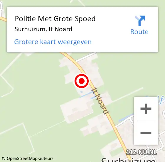 Locatie op kaart van de 112 melding: Politie Met Grote Spoed Naar Surhuizum, It Noard op 31 oktober 2021 16:22