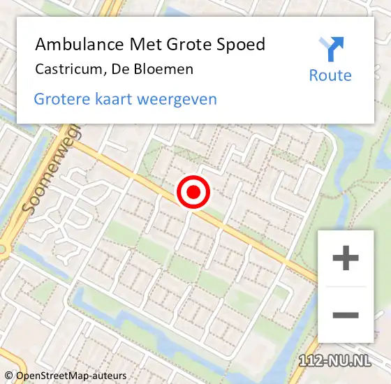 Locatie op kaart van de 112 melding: Ambulance Met Grote Spoed Naar Castricum, De Bloemen op 31 oktober 2021 16:25