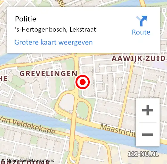 Locatie op kaart van de 112 melding: Politie 's-Hertogenbosch, Lekstraat op 31 oktober 2021 16:26