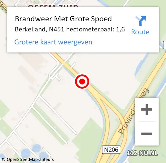 Locatie op kaart van de 112 melding: Brandweer Met Grote Spoed Naar Berkelland, N451 hectometerpaal: 1,6 op 31 oktober 2021 16:45