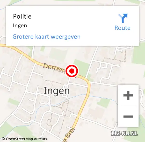 Locatie op kaart van de 112 melding: Politie Ingen op 31 oktober 2021 16:49