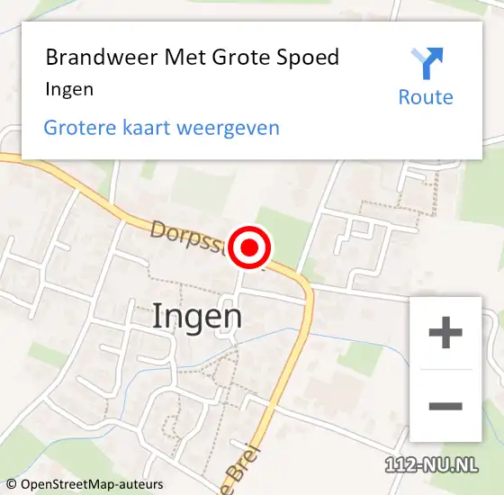 Locatie op kaart van de 112 melding: Brandweer Met Grote Spoed Naar Ingen op 31 oktober 2021 16:49