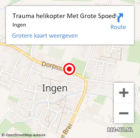 Locatie op kaart van de 112 melding: Trauma helikopter Met Grote Spoed Naar Ingen op 31 oktober 2021 16:49