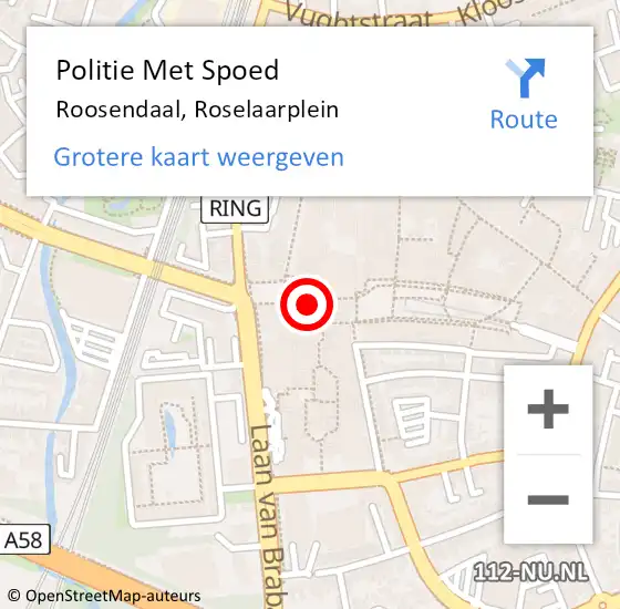 Locatie op kaart van de 112 melding: Politie Met Spoed Naar Roosendaal, Roselaarplein op 31 oktober 2021 16:51