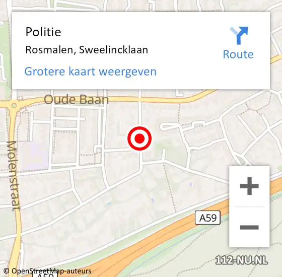 Locatie op kaart van de 112 melding: Politie Rosmalen, Sweelincklaan op 31 oktober 2021 17:07