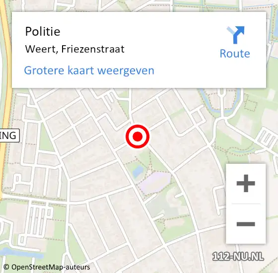 Locatie op kaart van de 112 melding: Politie Weert, Friezenstraat op 31 oktober 2021 17:18