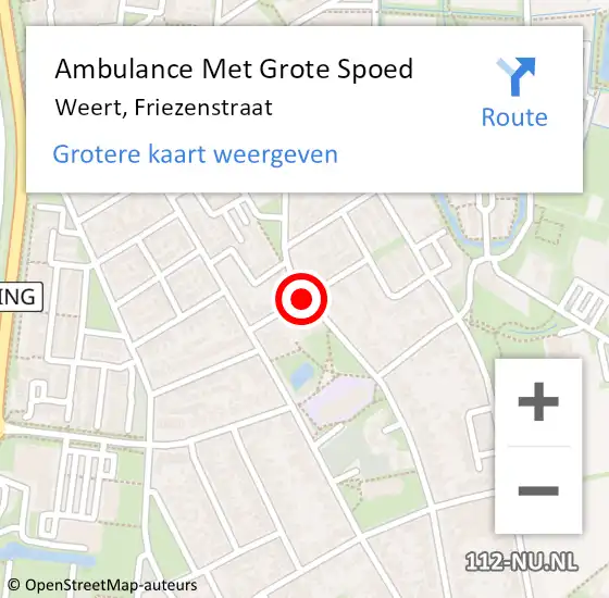 Locatie op kaart van de 112 melding: Ambulance Met Grote Spoed Naar Weert, Friezenstraat op 31 oktober 2021 17:19