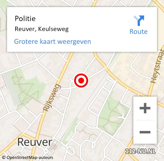 Locatie op kaart van de 112 melding: Politie Reuver, Keulseweg op 31 oktober 2021 17:29