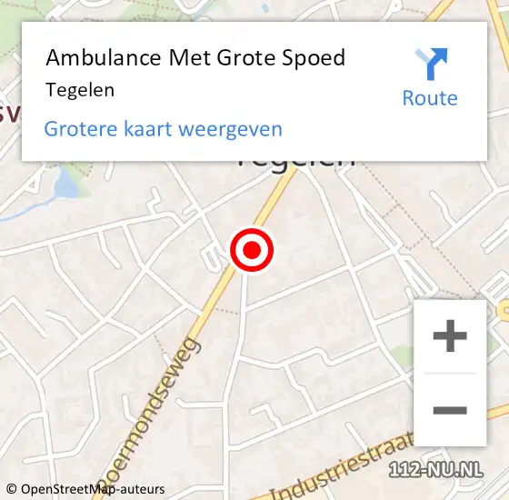 Locatie op kaart van de 112 melding: Ambulance Met Grote Spoed Naar Tegelen op 31 oktober 2021 17:31