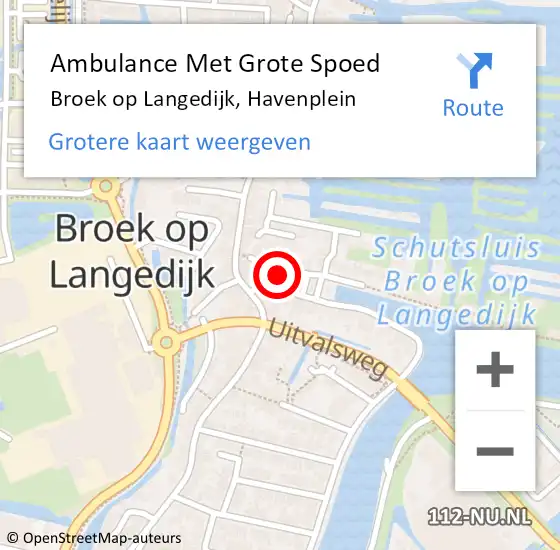 Locatie op kaart van de 112 melding: Ambulance Met Grote Spoed Naar Broek op Langedijk, Havenplein op 31 oktober 2021 17:49