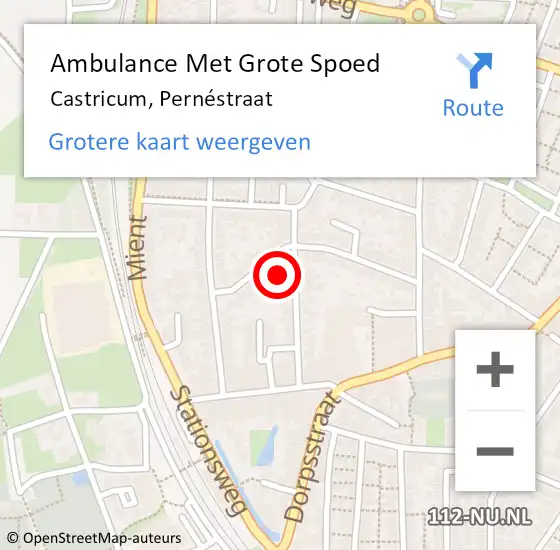 Locatie op kaart van de 112 melding: Ambulance Met Grote Spoed Naar Castricum, Pernéstraat op 31 oktober 2021 17:59