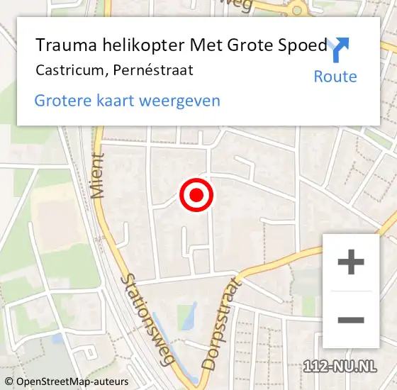 Locatie op kaart van de 112 melding: Trauma helikopter Met Grote Spoed Naar Castricum, Pernéstraat op 31 oktober 2021 18:00