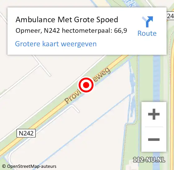 Locatie op kaart van de 112 melding: Ambulance Met Grote Spoed Naar Opmeer, N242 hectometerpaal: 66,9 op 31 oktober 2021 18:05