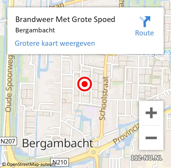 Locatie op kaart van de 112 melding: Brandweer Met Grote Spoed Naar Bergambacht op 31 oktober 2021 18:05