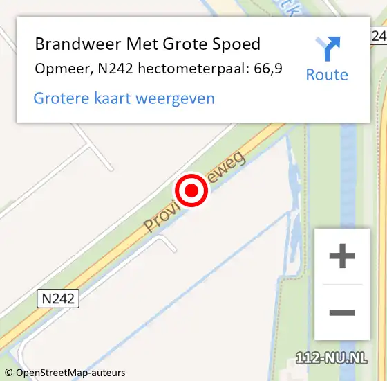 Locatie op kaart van de 112 melding: Brandweer Met Grote Spoed Naar Opmeer, N242 hectometerpaal: 66,9 op 31 oktober 2021 18:05