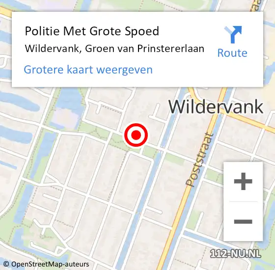 Locatie op kaart van de 112 melding: Politie Met Grote Spoed Naar Wildervank, Groen van Prinstererlaan op 31 oktober 2021 18:08