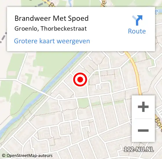 Locatie op kaart van de 112 melding: Brandweer Met Spoed Naar Groenlo, Thorbeckestraat op 31 oktober 2021 18:14