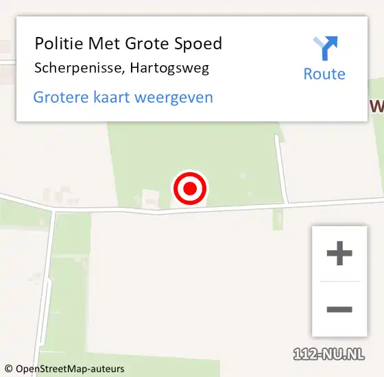 Locatie op kaart van de 112 melding: Politie Met Grote Spoed Naar Scherpenisse, Hartogsweg op 31 oktober 2021 18:27