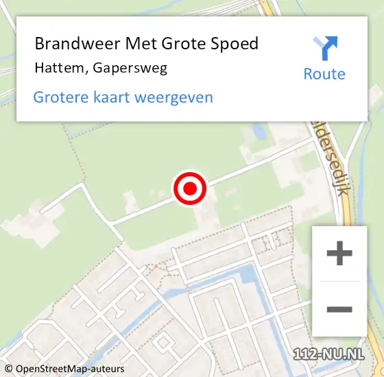 Locatie op kaart van de 112 melding: Brandweer Met Grote Spoed Naar Hattem, Gapersweg op 27 juni 2014 19:05