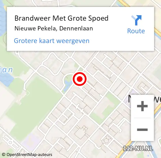 Locatie op kaart van de 112 melding: Brandweer Met Grote Spoed Naar Nieuwe Pekela, Dennenlaan op 31 oktober 2021 18:37