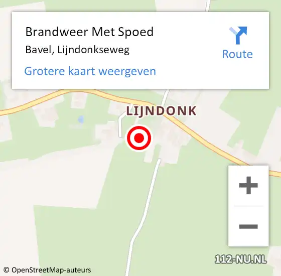 Locatie op kaart van de 112 melding: Brandweer Met Spoed Naar Bavel, Lijndonkseweg op 31 oktober 2021 18:44