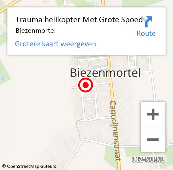 Locatie op kaart van de 112 melding: Trauma helikopter Met Grote Spoed Naar Biezenmortel op 31 oktober 2021 19:00