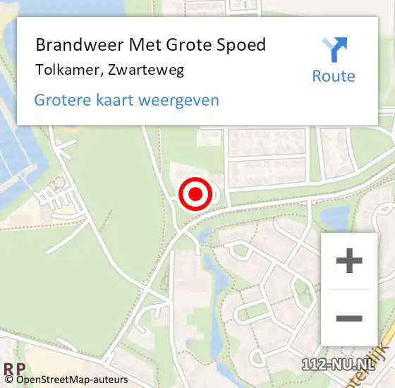 Locatie op kaart van de 112 melding: Brandweer Met Grote Spoed Naar Tolkamer, Zwarteweg op 31 oktober 2021 19:02