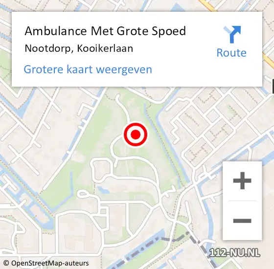 Locatie op kaart van de 112 melding: Ambulance Met Grote Spoed Naar Nootdorp, Kooikerlaan op 31 oktober 2021 19:08