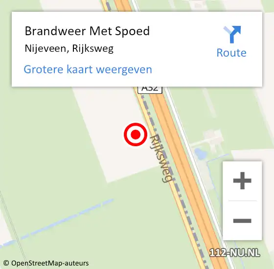 Locatie op kaart van de 112 melding: Brandweer Met Spoed Naar Nijeveen, Rijksweg op 31 oktober 2021 19:16