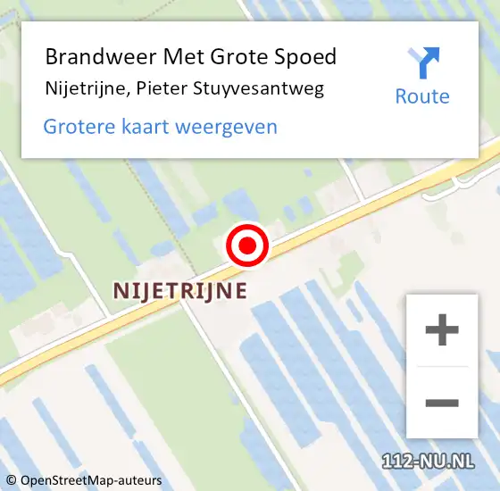 Locatie op kaart van de 112 melding: Brandweer Met Grote Spoed Naar Nijetrijne, Pieter Stuyvesantweg op 31 oktober 2021 19:25